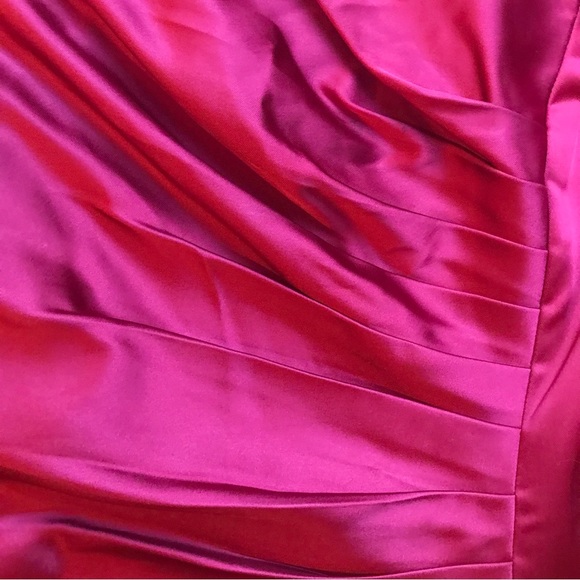 Calvin Klein Red Satin Off the Shoulder Dress, EUC, 8 - Picture 14 of 15